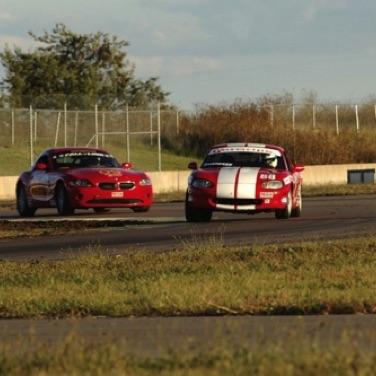 Racing under the setting sun.